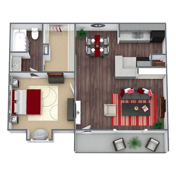 One Bedroom Apartment in Houston (566 Sq. ft.)
