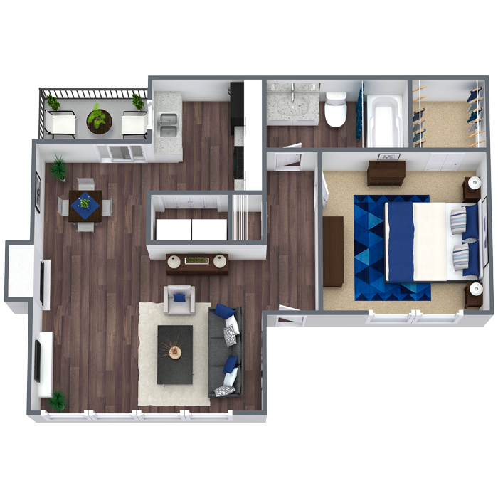 1 Bedroom Apartment for Rent in North Dallas, TX | A1 / A1U