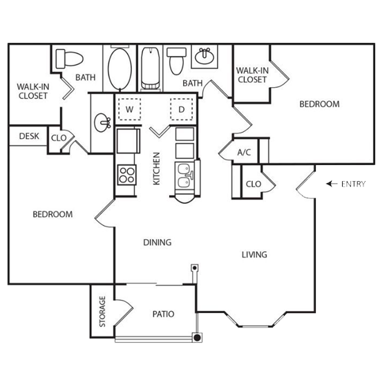 Two Bedroom Apartment in North Houston | 1,057 sq. ft.