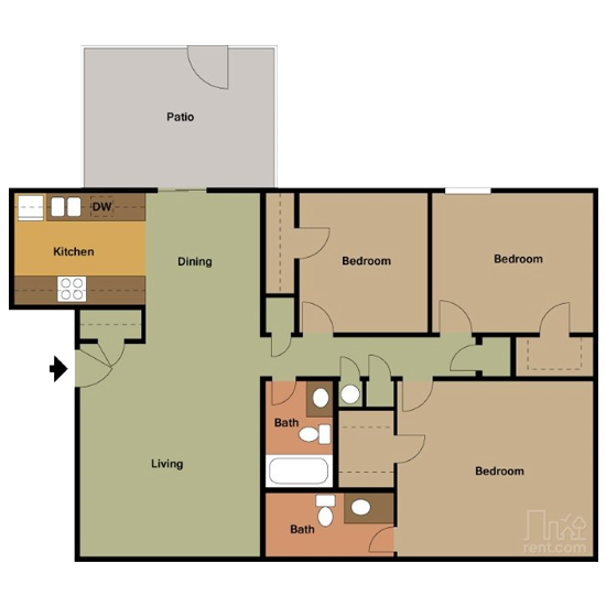 3 Bedroom apartment for rent in Bedford, TX | 1138 sqft