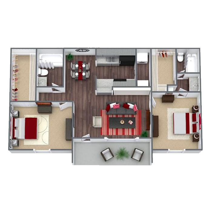 Two Bedroom Apartment in Houston (964 Sq. ft.)